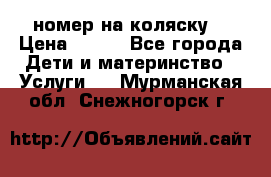 номер на коляску  › Цена ­ 300 - Все города Дети и материнство » Услуги   . Мурманская обл.,Снежногорск г.